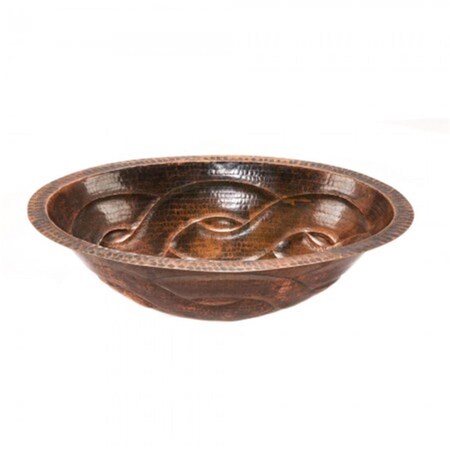 Premier Copper Products Premier Copper Products LO19FBDDB 19 in. Oval Braid Under Counter Hammered Copper Sink LO19FBDDB